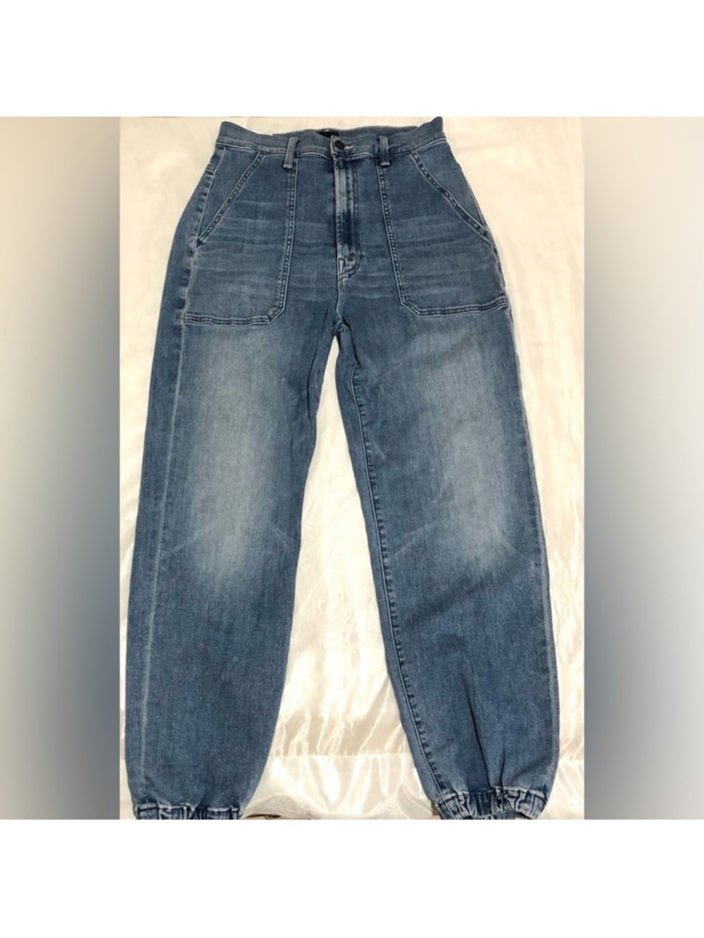 MOTHER Blue Ankle-Cropped High-Rise Jeans